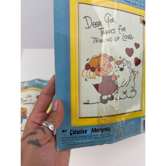 Lot of 2 Dear God Kids Creative Moments Stitchery 6 X 8 Frame Cross Stitch 1980s - Picture 4 of 8